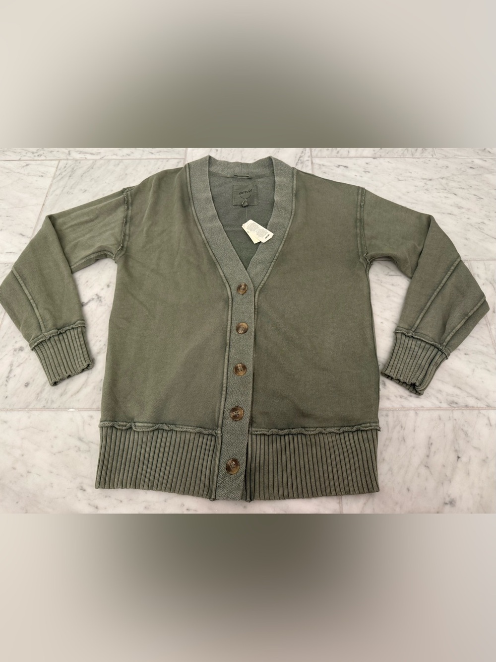 aerie Women’s Fleece Cardigan in Olive Fun. Size XXS, NWT - Picture 3 of 10